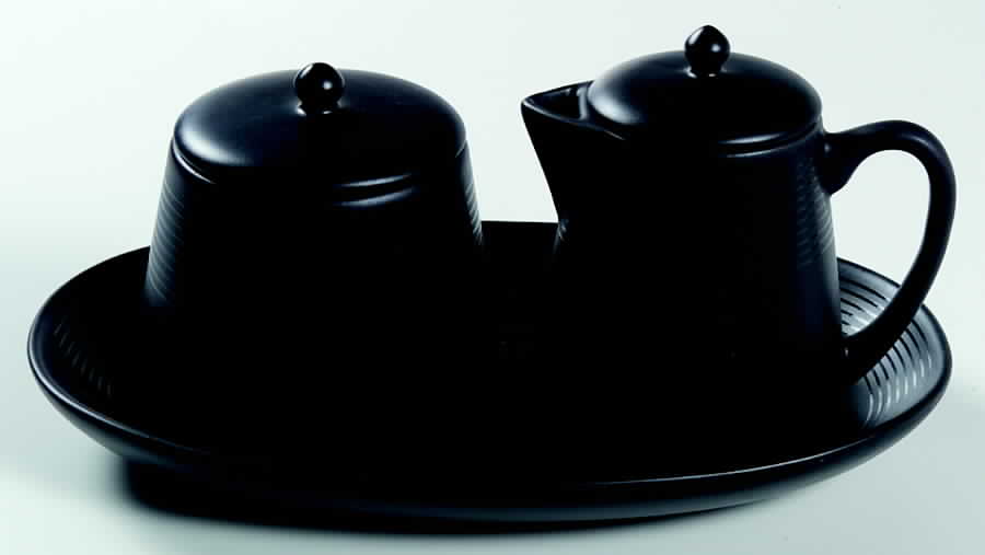Colin Cowie Noir (Nero, Black) Creamer & Sugar with Lid & Tray Set by JCPenney-1