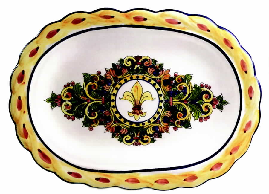 Fleur De Lis 15" Oval Serving Platter by Jay Willfred-1