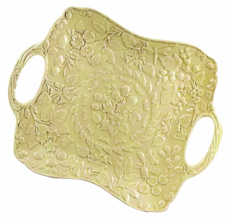 English Meadow (Cream) 14" Square Platter by Jay Willfred-1
