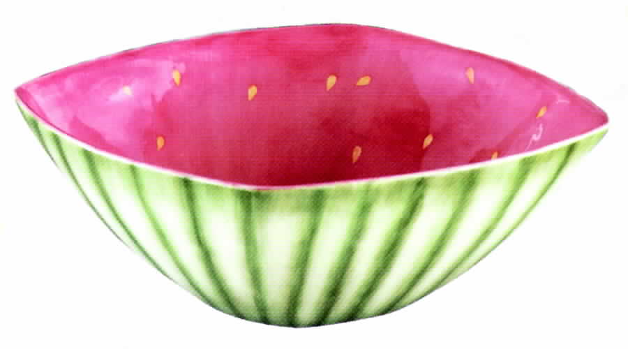 Watermelon Picnic 9" Square Vegetable Bowl by Jay Willfred-1