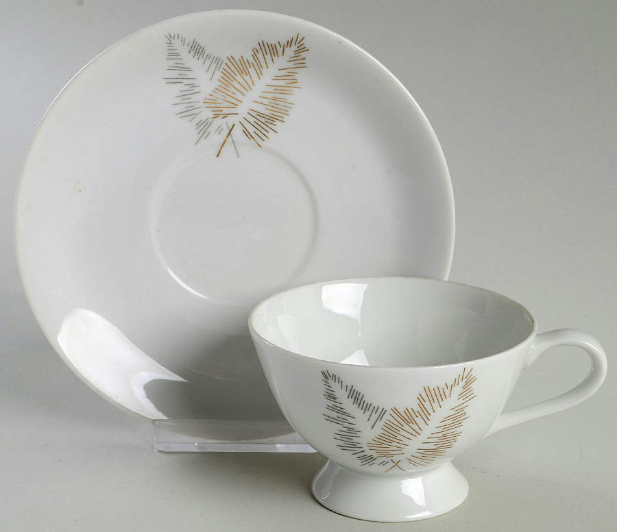 Royal Leaf Footed Cup & Saucer Set by Japan-1