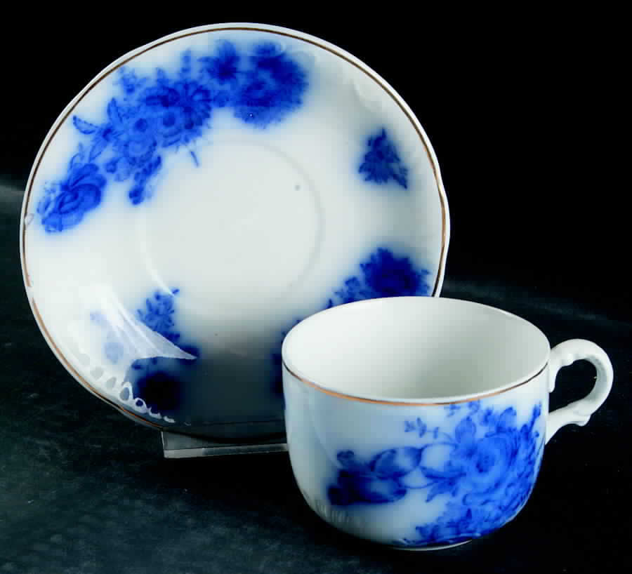 Dresden (Gold Trim) Flat Cup & Saucer Set by Johnson Brothers-1
