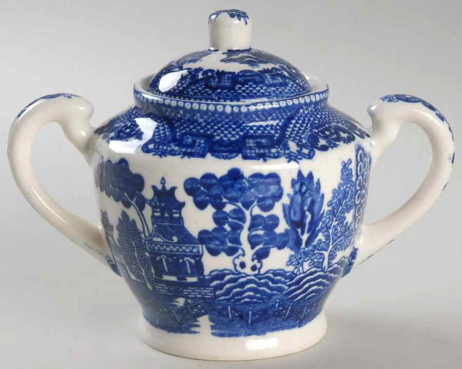 Blue Willow (Fine Quality) Sugar Bowl & Lid by Japan-1