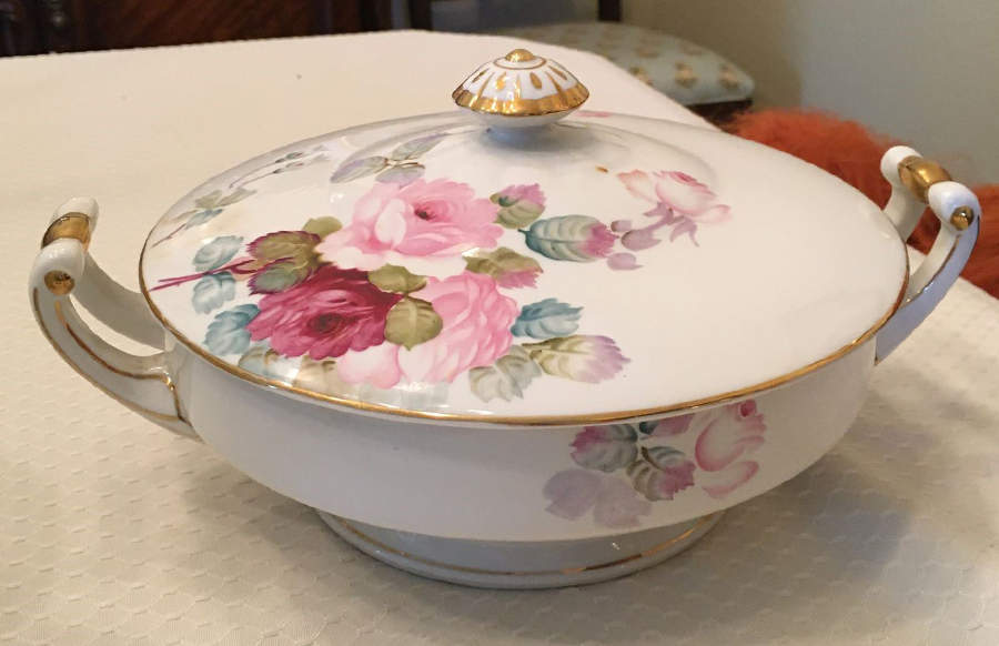 Pink Rose Round Covered Vegetable by Japan-1