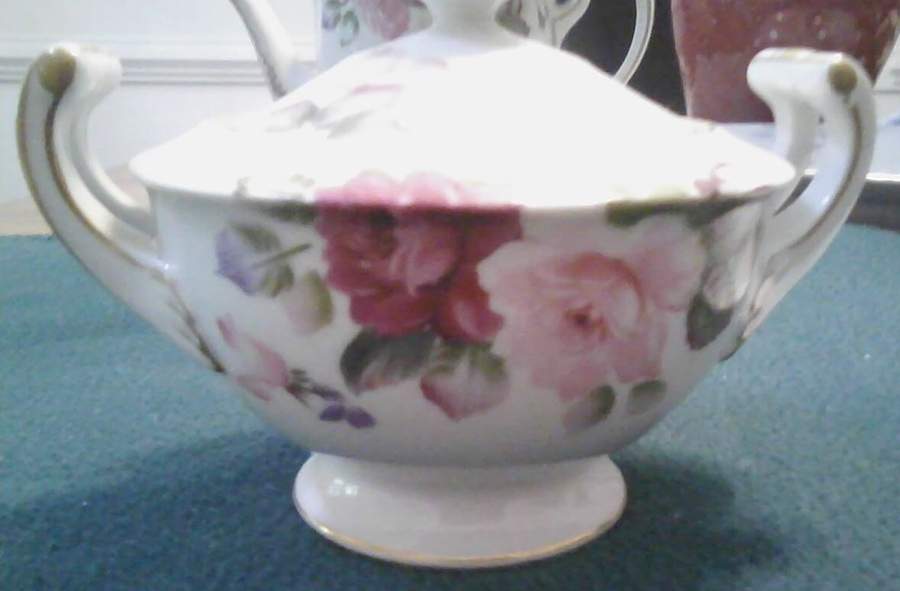 Pink Rose Sugar Bowl & Lid by Japan-1