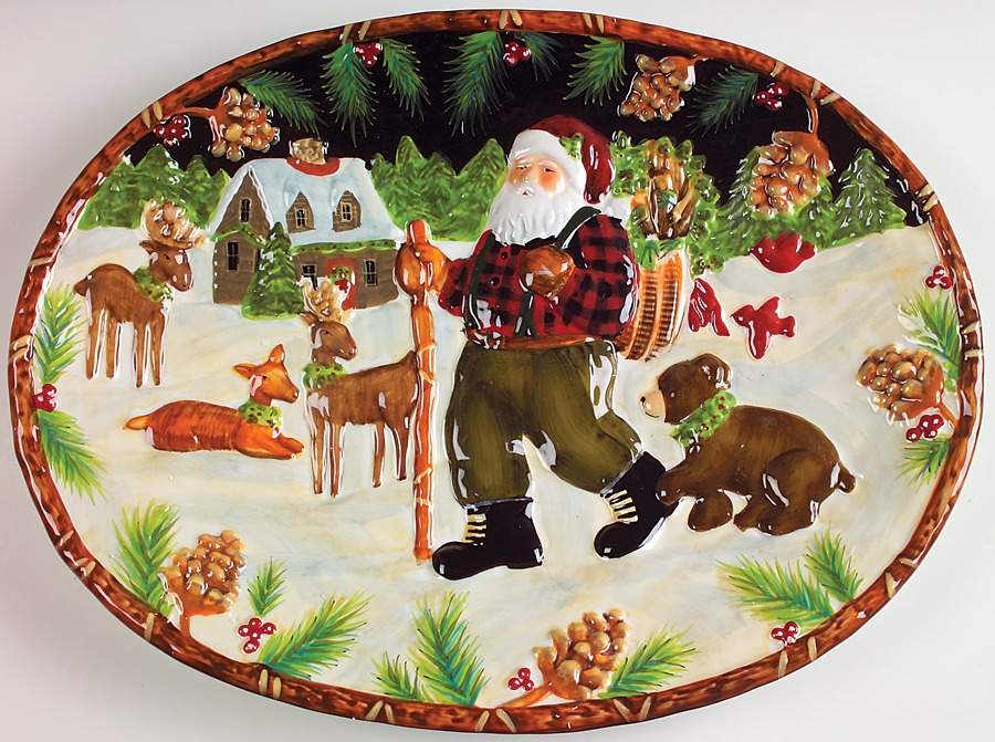 Woodland Santa 17" Oval Serving Platter by JCPenney-1