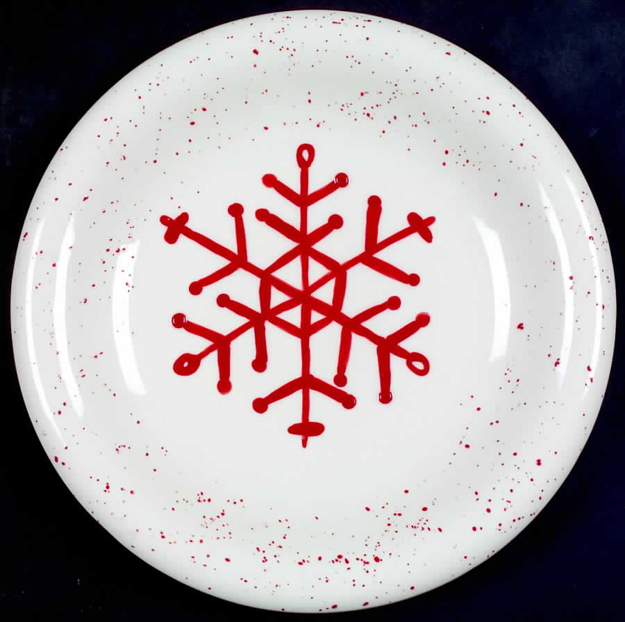 Snowflake (Red Snowflakes) Salad/Dessert Plate by JCPenney-1