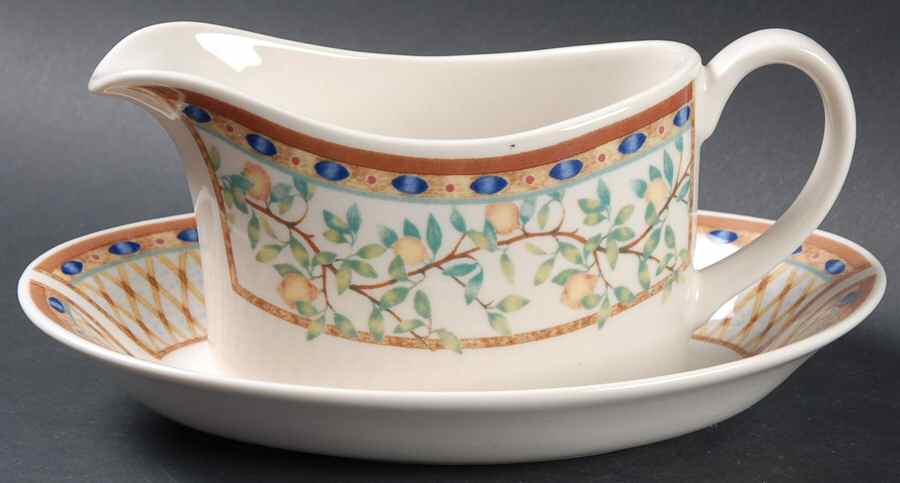 Lemon Tree (Round) Gravy Boat & Underplate/Relish by Johnson Brothers-1