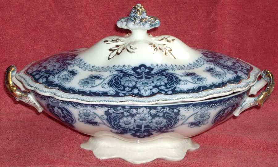 Pekin Blue Green Oval Covered Vegetable by Johnson Brothers-1