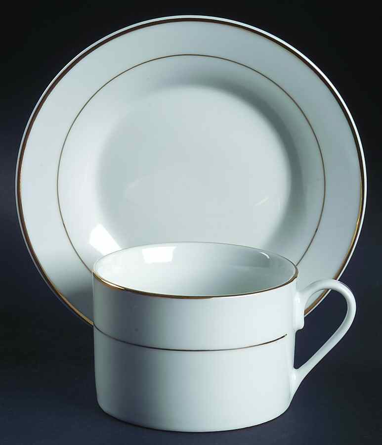 Emily Gold Flat Cup & Bread & Butter Plate/Saucer Set by JCPenney-1