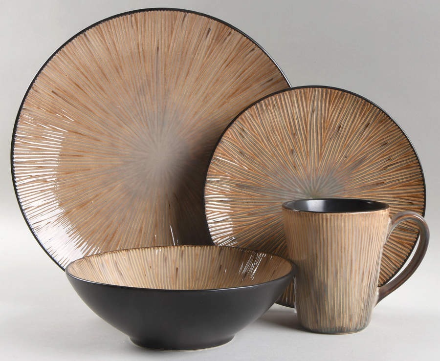Ventana Light Dark Brown 4 Piece Place Setting by Joseph Abboud-1