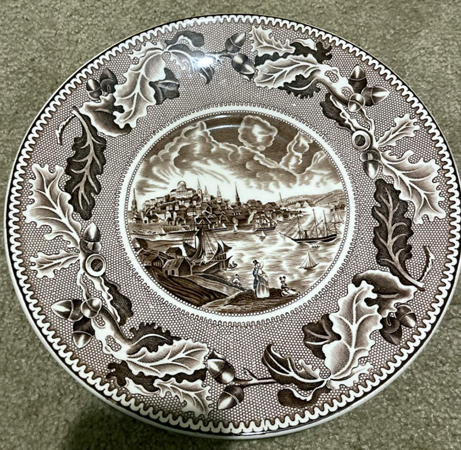 Historic America Brown (Circa 1930-1974) Dinner Plate by Johnson Brothers-1