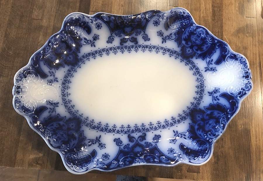 Florida (Flow Blue) 14" Oval Serving Platter by Johnson Brothers-1