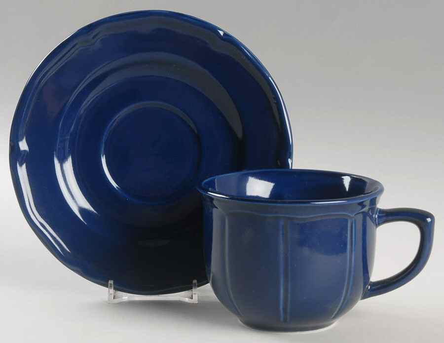 Bistro Blue Flat Cup & Saucer Set by JCPenney-1