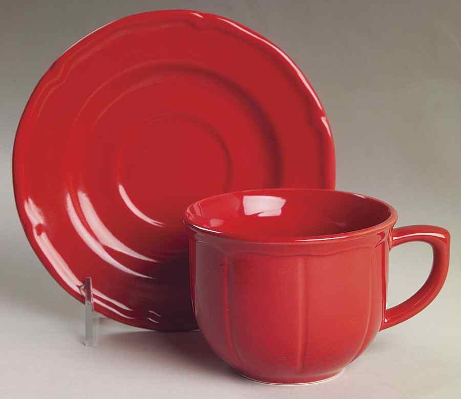 Bistro Red Flat Cup & Saucer Set by JCPenney-1