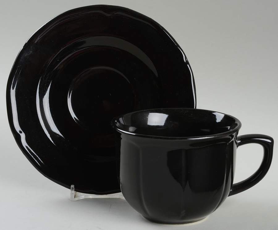 Bistro Cafe Black Flat Cup & Saucer Set by JCPenney-1