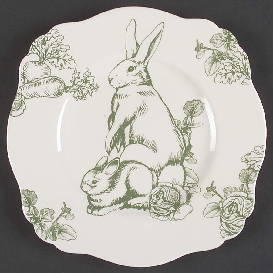 Bunny Toile Square Luncheon Plate by Jay Willfred-1