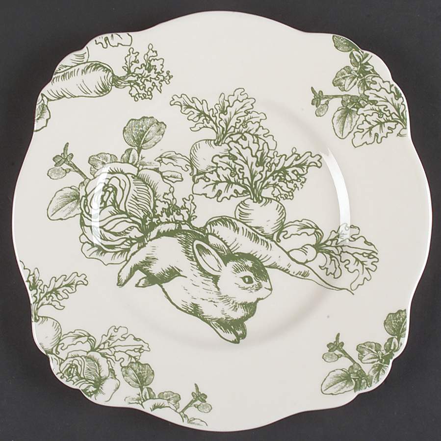 Bunny Toile Square Luncheon Plate by Jay Willfred-1