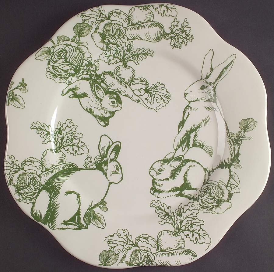 Bunny Toile Dinner Plate by Jay Willfred-1