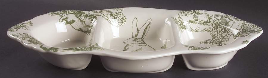 Bunny Toile 3 Part Rectangular Divided Server by Jay Willfred-1