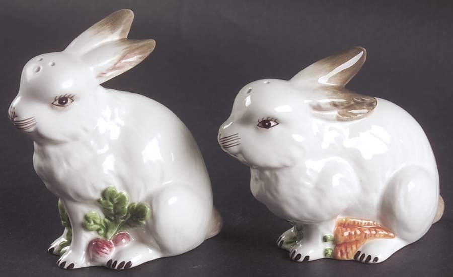 Bunny Toile Figural Salt & Pepper Set by Jay Willfred-1