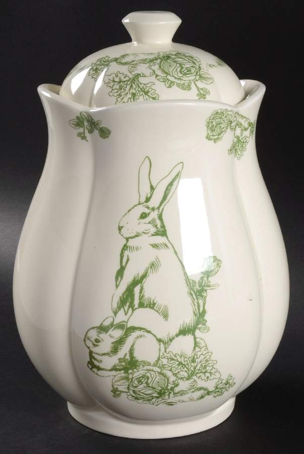 Bunny Toile Extra Large Canister & Lid by Jay Willfred-1