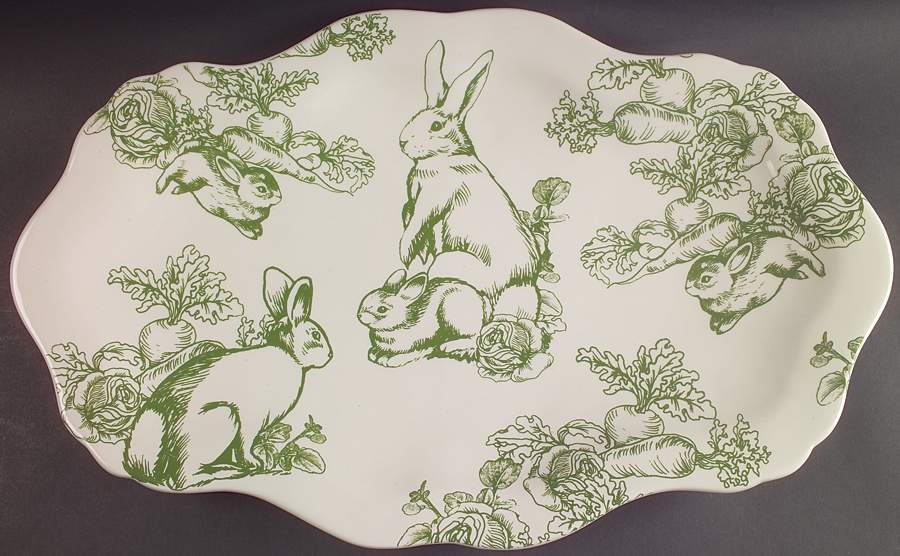 Bunny Toile 20" Oval Serving Platter by Jay Willfred-1