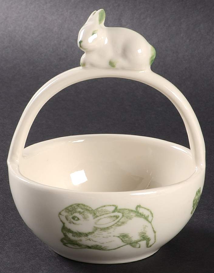 Bunny Toile Figural Basket with Handle by Jay Willfred-1