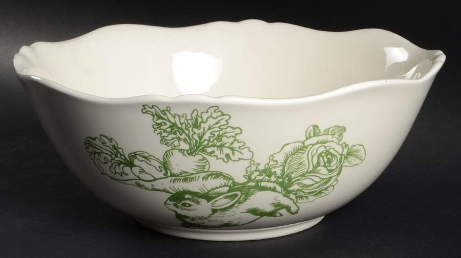 Bunny Toile 11" Round Vegetable Bowl by Jay Willfred-1