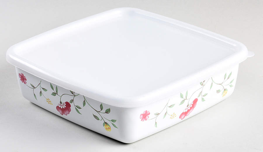 Summer Chintz ("England 1883" Stamp) Small Square Metal Baker W/Plastic Lid by Johnson Brothers-1