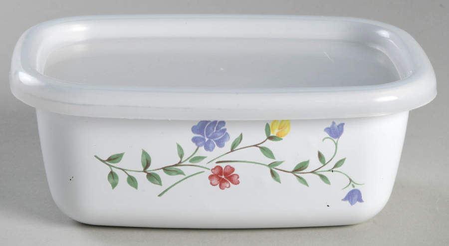 Summer Chintz ("England 1883" Stamp) Small Metal Rectangular Baker W/Plastic Lid by Johnson Brothers-1