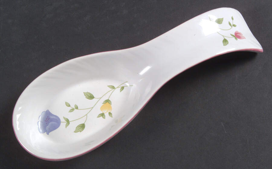 Summer Chintz ("England 1883" Stamp) Spoon Rest/Holder (Holds 1 Spoon) by Johnson Brothers-1