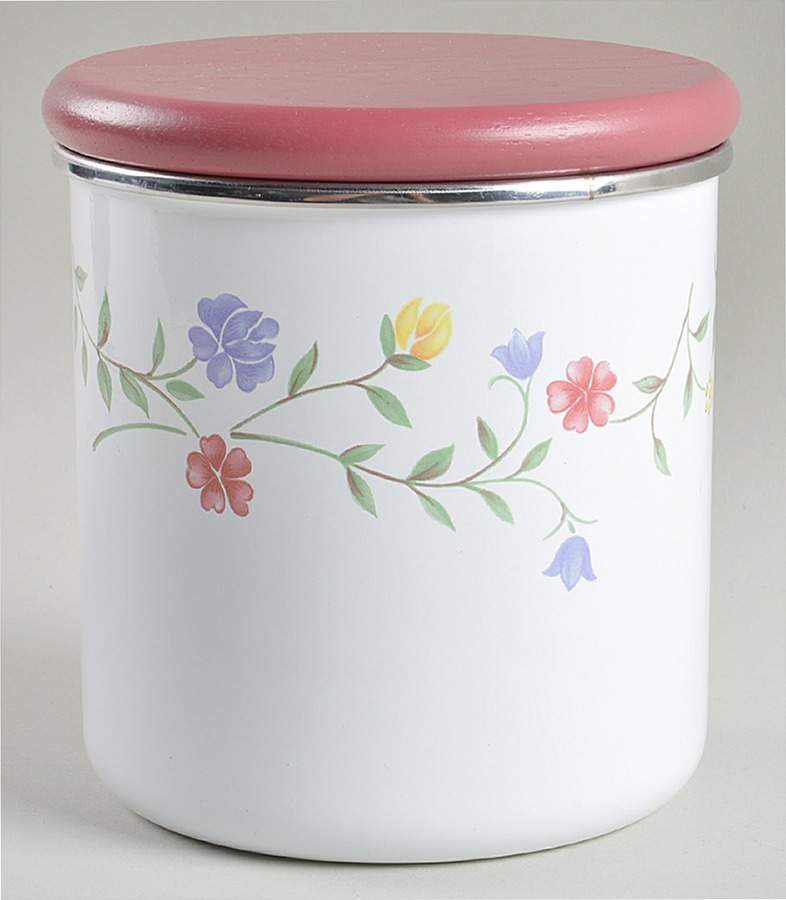 Summer Chintz ("England 1883" Stamp) Small Metal Canister & Wood Lid by Johnson Brothers-1