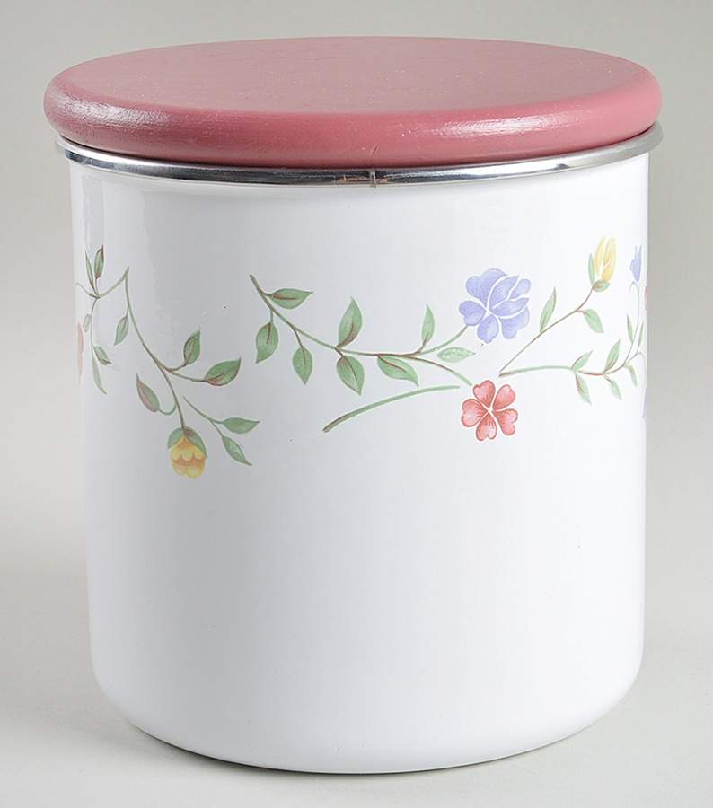 Summer Chintz ("England 1883" Stamp) Medium Metal Canister & Wood Lid by Johnson Brothers-1
