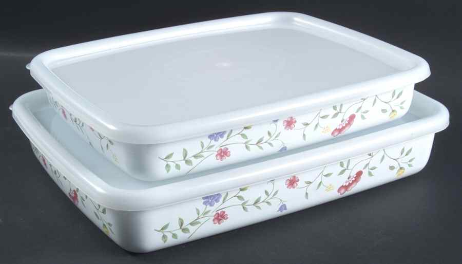 Summer Chintz ("England 1883" Stamp) Rectangular Metal Baker with Plastic Lid - Set of 2 by Johnson Brothers-1