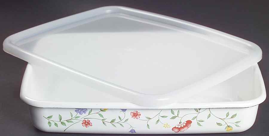Summer Chintz ("England 1883" Stamp) Medium Metal Rectangular Baker & Plastic Lid by Johnson Brothers-1