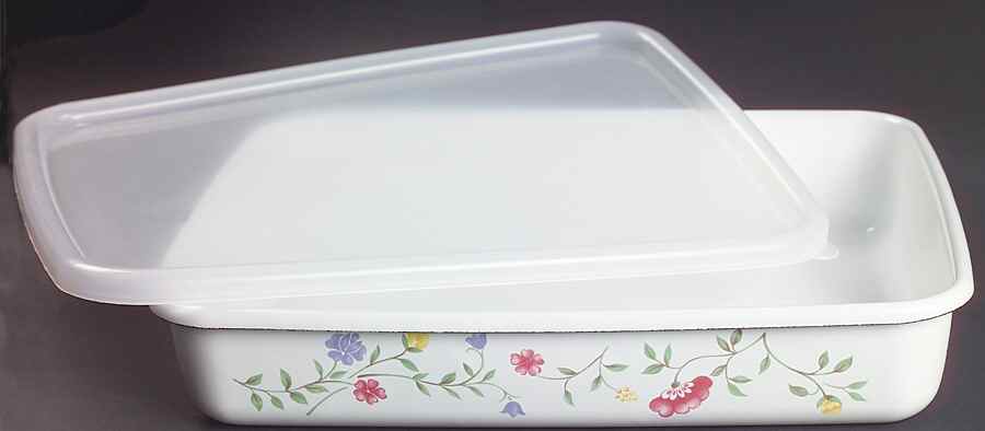 Summer Chintz ("England 1883" Stamp) Large Metal Rectangular Baker & Plastic Lid by Johnson Brothers-1