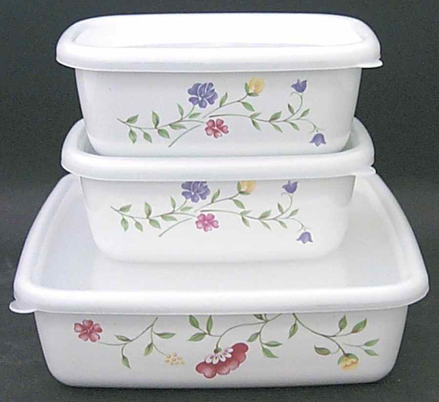Summer Chintz ("England 1883" Stamp) Metal Baker with Plastic Lid - Set of 3 by Johnson Brothers-1