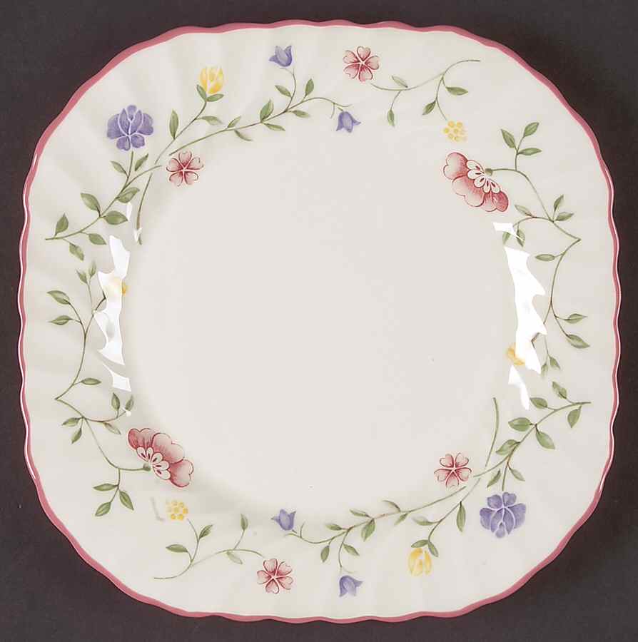 Summer Chintz ("England 1883" Stamp) Square Salad Plate by Johnson Brothers-1