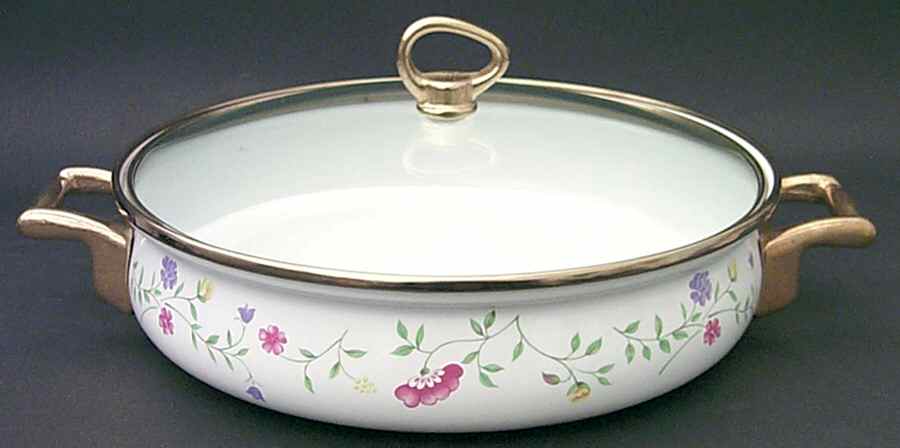 Summer Chintz ("England 1883" Stamp) 2.5 Qt Metal 2 Handled Server & Lid by Johnson Brothers-1