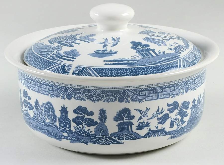 Willow Blue ("England 1883" Backstamp, China) 2 Qt Round Covered Casserole by Johnson Brothers-1