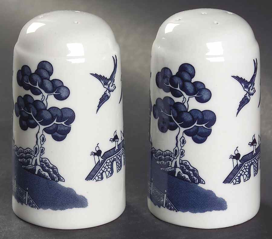 Willow Blue ("England 1883" Backstamp, China) Salt & Pepper Set by Johnson Brothers-1