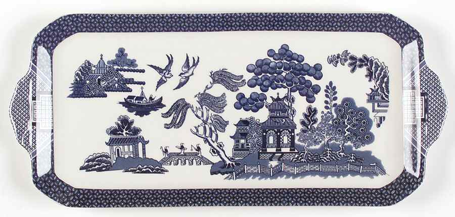 Willow Blue ("England 1883" Backstamp, China) Large Sandwich Tray by Johnson Brothers-1