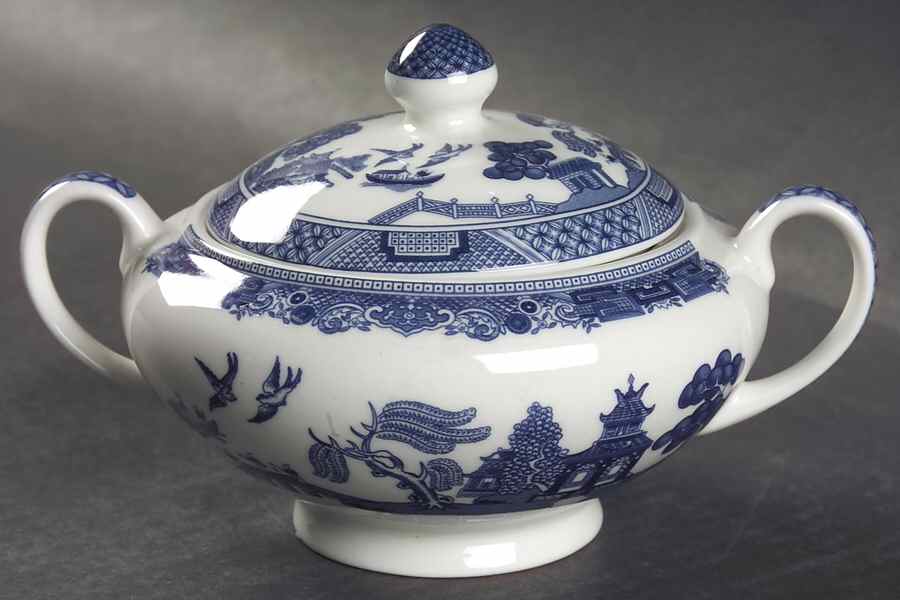 Willow Blue ("England 1883" Backstamp, China) Sugar Bowl & Lid by Johnson Brothers-1