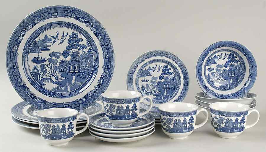 Willow Blue ("England 1883" Backstamp, China) 20pc Set=4ea CSFL,DPL,SP,CERC by Johnson Brothers-1