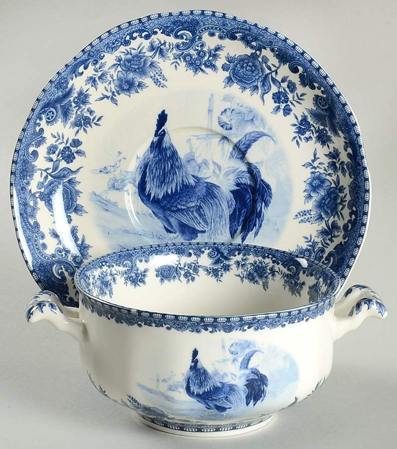 William James Farmyard Flat Cream Soup Bowl & Saucer Set by Jay Import-1