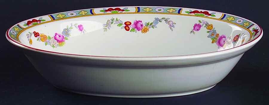 Arundale (White Background) 9" Oval Vegetable Bowl by Johnson Brothers-1