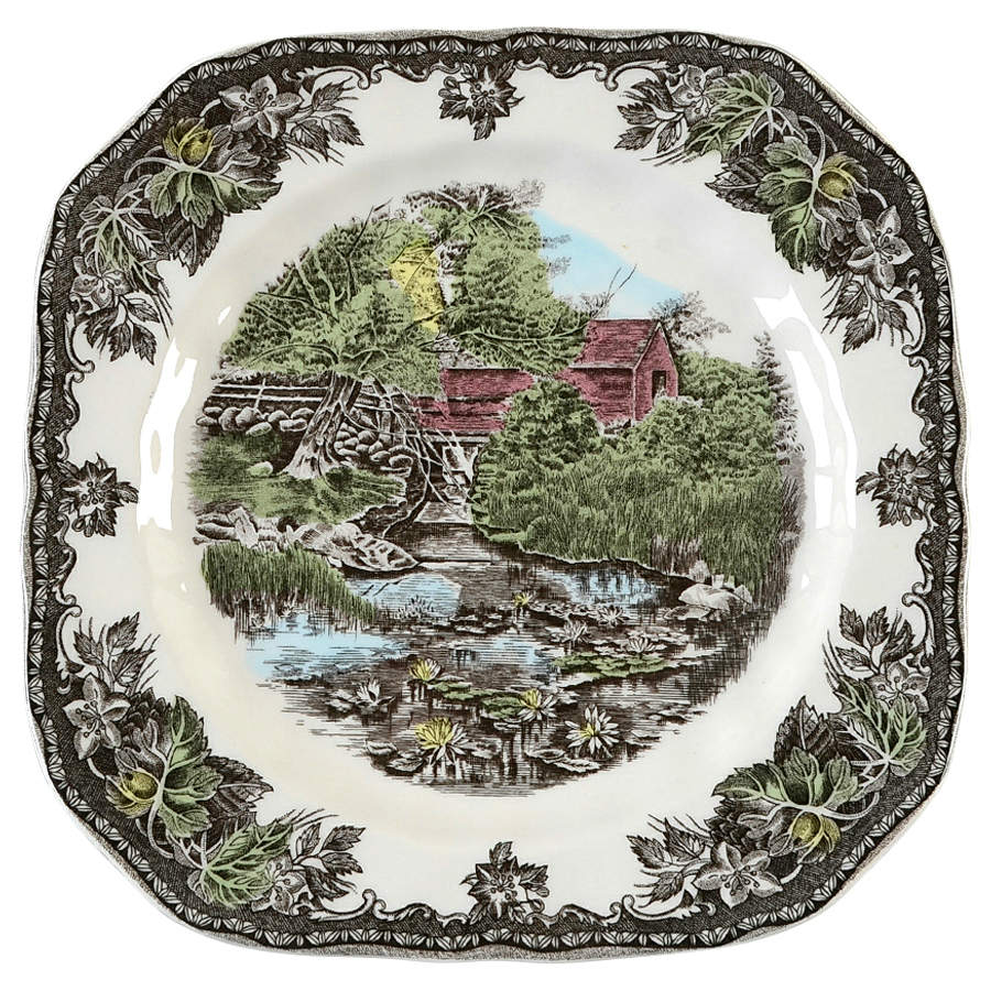 The Friendly Village ("England 1883" Backstamp) Square Salad Plate by Johnson Brothers-1