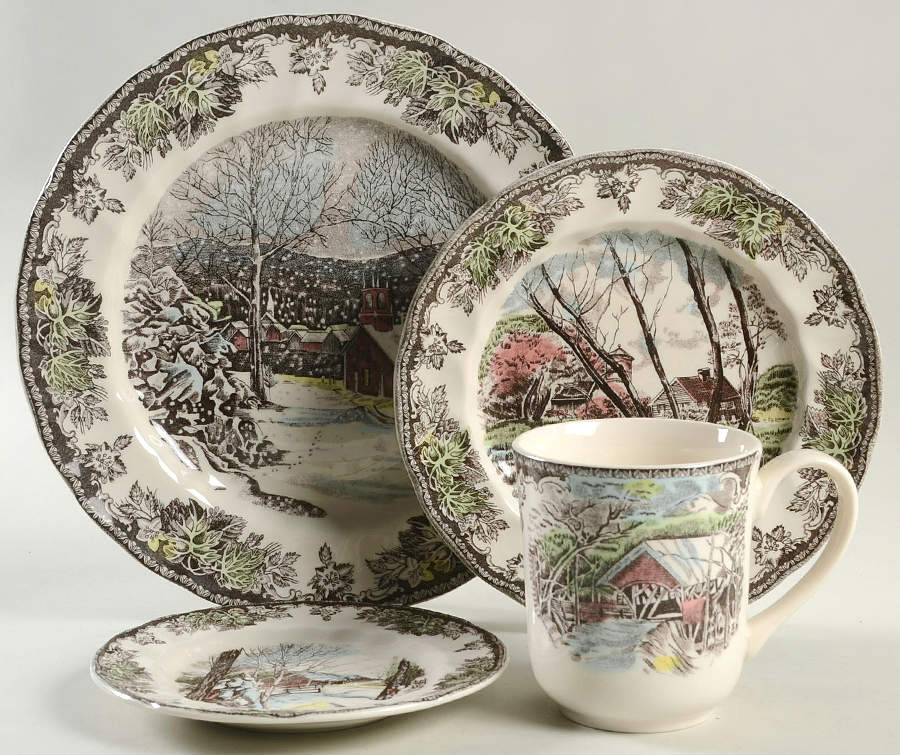 The Friendly Village ("England 1883" Backstamp) 4 Piece Place Setting by Johnson Brothers-1