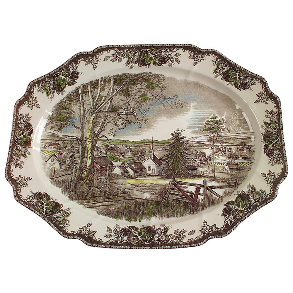 The Friendly Village ("England 1883" Backstamp) 20" Oval Serving Platter by Johnson Brothers-1